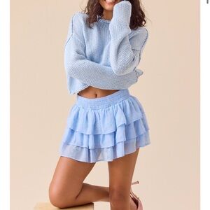 Altar’d State Blue Tiered Mini Skort NWT